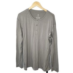 NWT X Tee Xtee Grey Long Sleeve Henley Mens XXL Xmembrane Fabric Lightweight